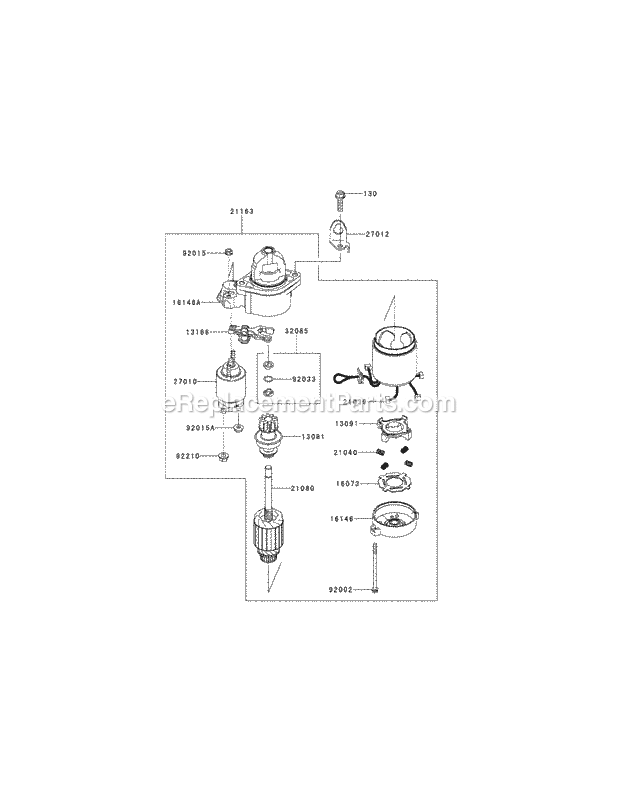 Kawasaki Fx850-S11 Starter Diagram and Parts List for 53DI8DU6050 Cub Cadet Sprayer